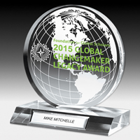7504G-2S (Screen Print), 7504G-2L (Laser) - Globe Award - 5" Dia